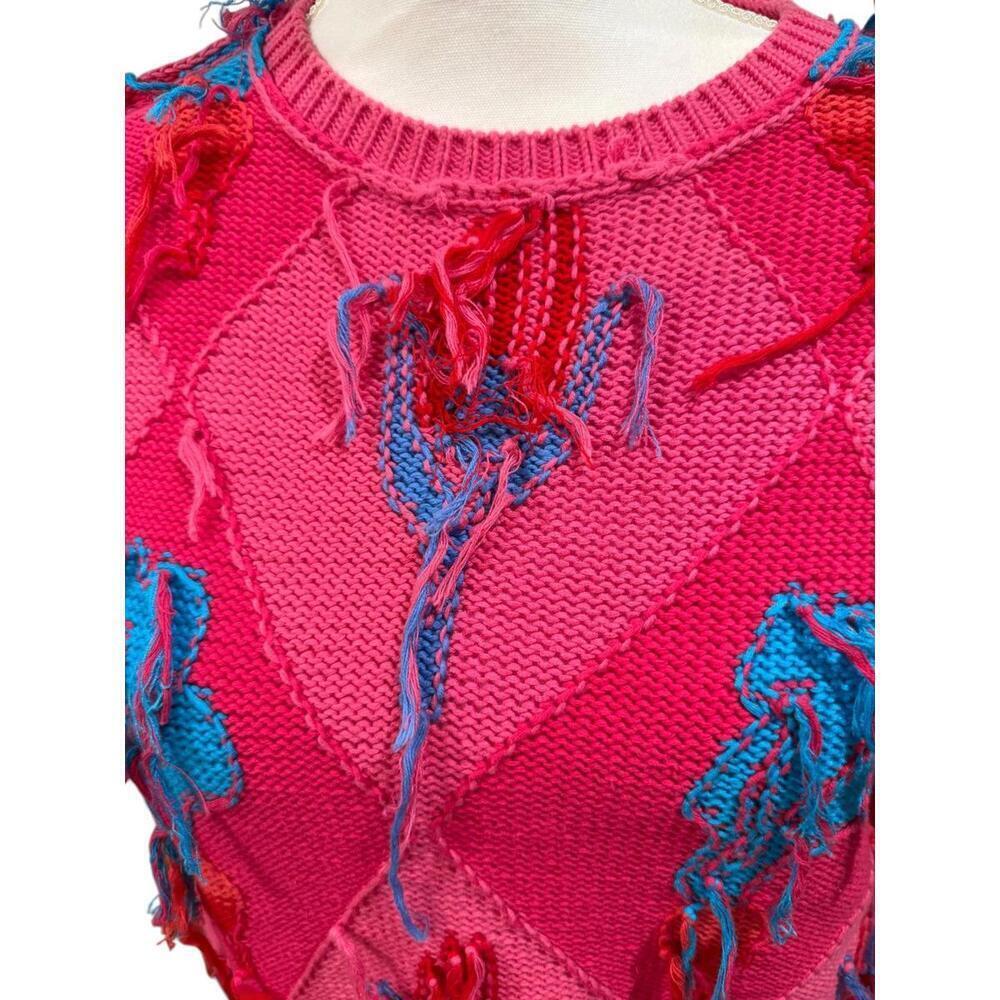 Happy Sheep Hot Pink Fringe Sweater, Size XS - Picture 4 of 5